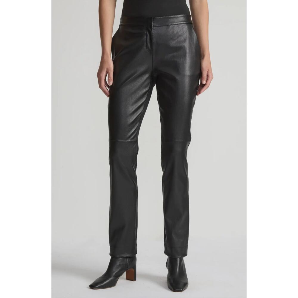 Lafayette 148 New York Manhattan Leather & Stretch Knit Cigarette Pants sz. 4
